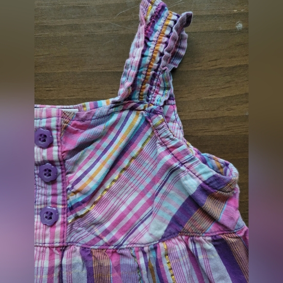Okie Dokie 100% Cotton Purple Summer Gold Thread Dress Size 18 Months - Picture 4 of 7